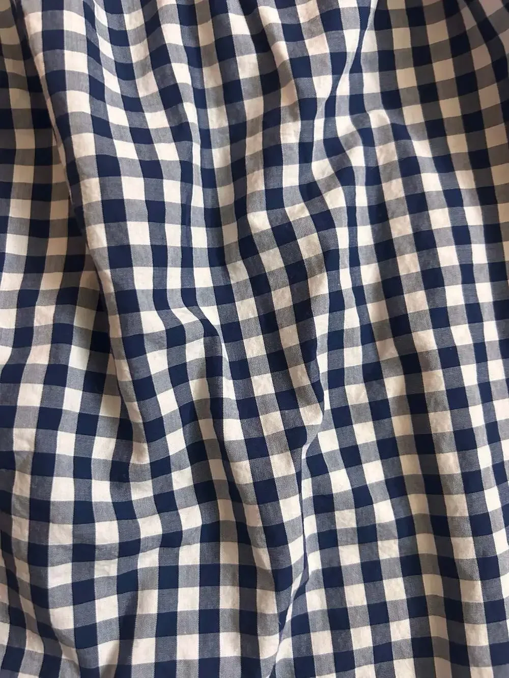 Madewell Women's Blue and White Gingham Off-the-Shoulder Smocked Top Americana